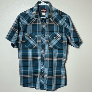 Wrangler Western Men's Medium Plaid Button Down Shirt
